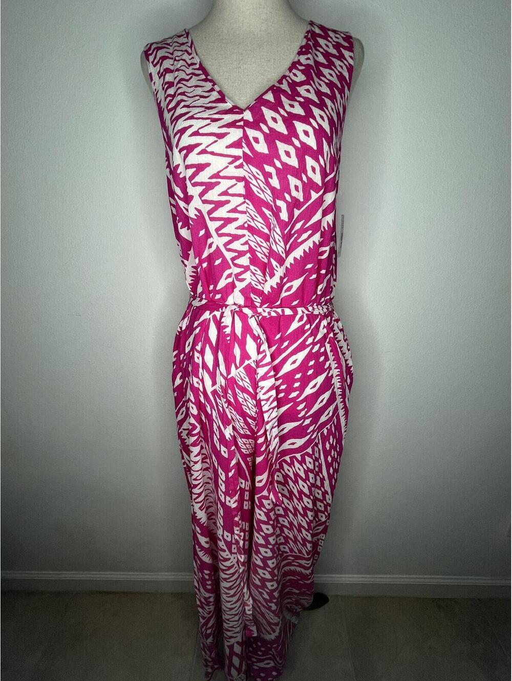 NWT Natori Women's Magenta/White/Chibana Getaway Jumpsuit Size Small